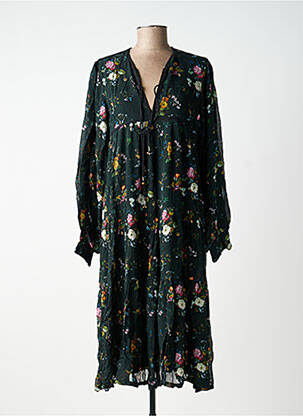 Robe mi-longue imprimé fleurs manches longues noir CHARLIE JOE femme