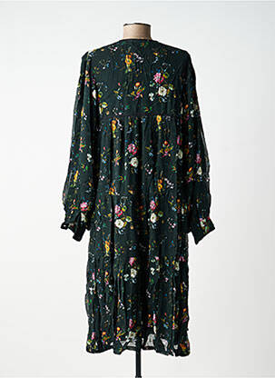 Robe mi-longue imprimé fleurs manches longues noir CHARLIE JOE femme