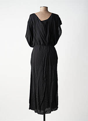 Robe mi-longue manches courtes manches courtes noir CHARLIE JOE femme
