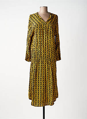 Robe longue manches longues manches longues jaune CHARLIE JOE femme