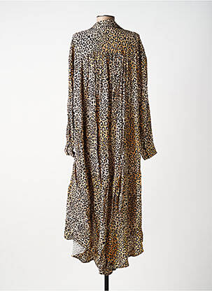 Robe mi-longue tissage crêpe manches longues beige MARYLEY femme
