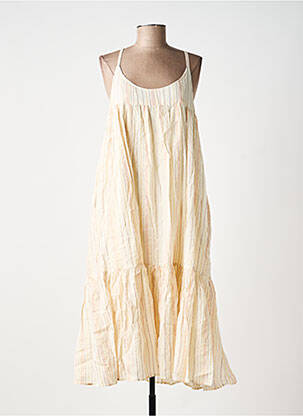Robe longue coupe évasée fines bretelles beige CHARLIE JOE femme