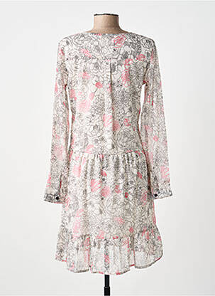 Robe courte imprimé fleurs manches longues beige BELLAWAY femme