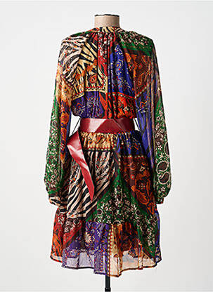 Robe mi-longue coupe fluide manches longues marron MARYLEY femme
