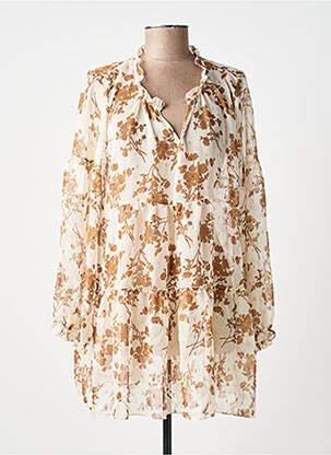 Tunique manches longues tissage crêpe beige ANTONELLO SERIO femme