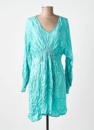 Robe mi-longue manches longues manches longues bleu ANGELA DAVIS femme