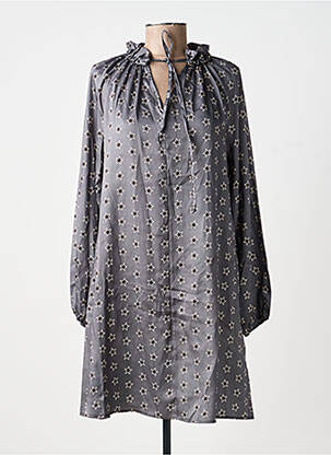 Robe courte coupe évasée manches longues gris ANGELA DAVIS femme