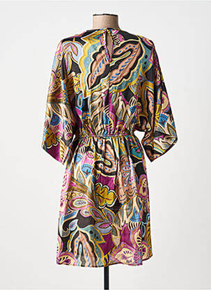 Robe mi-longue imprimé fleurs manches 3/4 violet KING KONG femme