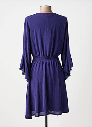 Robe mi-longue tissage crêpe manches longues violet ANGELA DAVIS femme