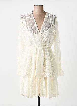 Robe courte manches longues manches longues beige SOUVENIR femme