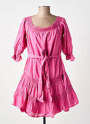 Robe courte manches 3/4 manches 3/4 rose KING KONG femme