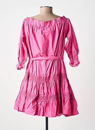 Robe courte manches 3/4 manches 3/4 rose KING KONG femme