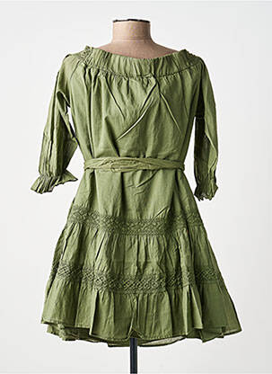 Robe courte manches 3/4 manches 3/4 vert KING KONG femme