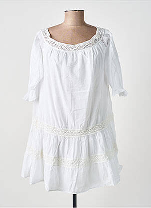 Robe courte manches 3/4 manches 3/4 blanc KING KONG femme