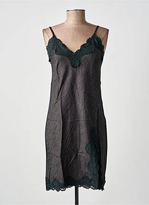 Robe mi-longue col v fines bretelles noir ANGELA DAVIS femme