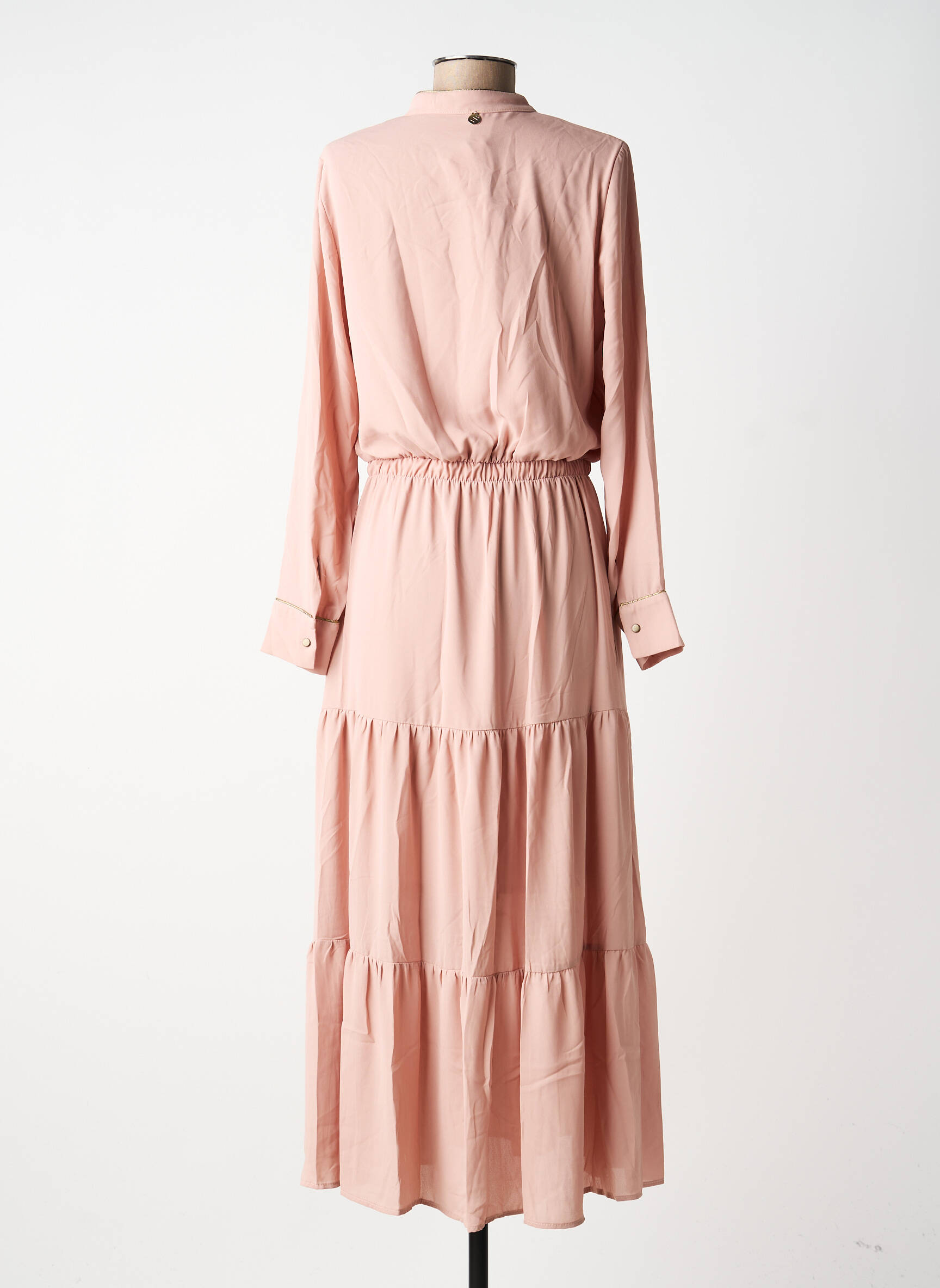 Robe longue manches longues manches longues rose SOUVENIR femme