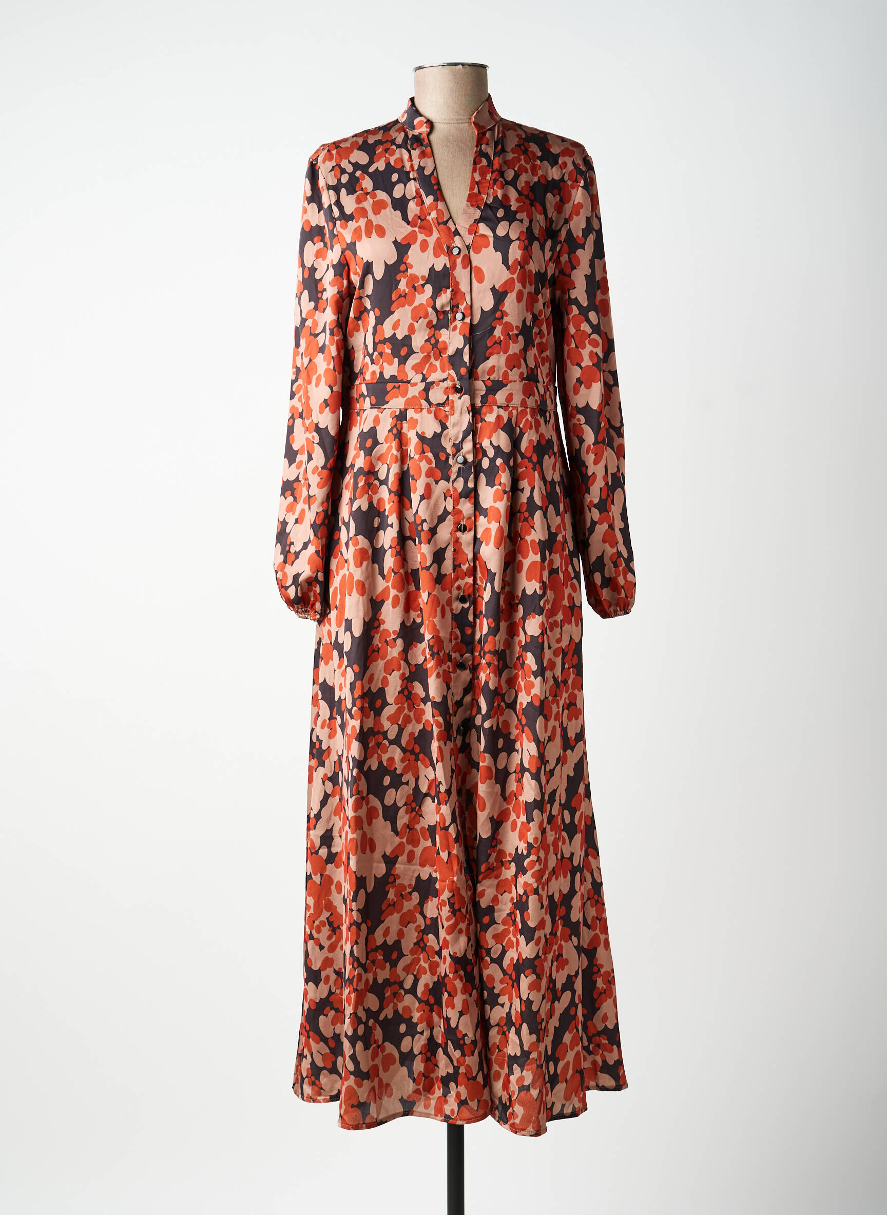 Robe longue manches longues manches longues orange MARYLEY femme