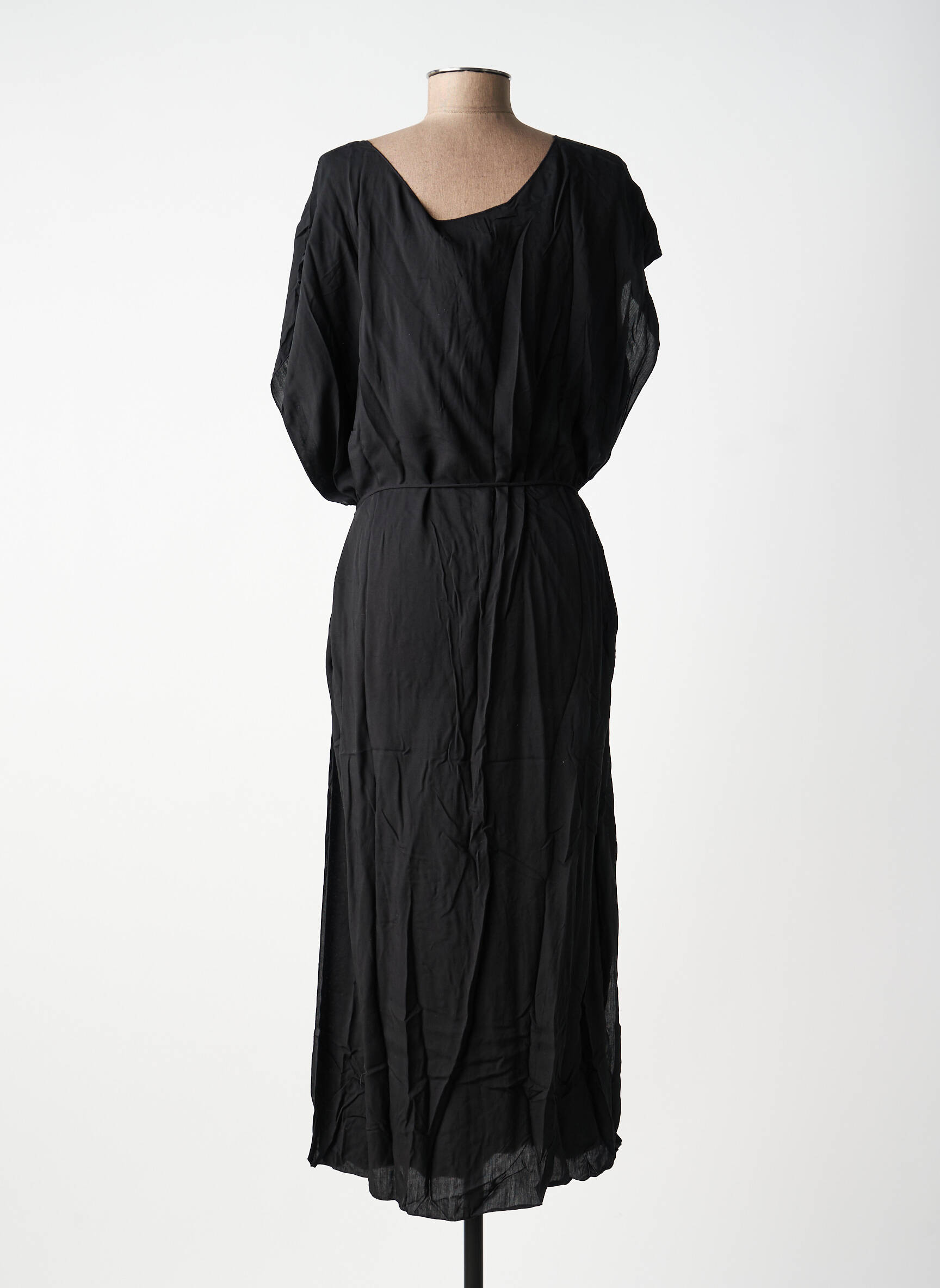 Robe mi-longue manches courtes manches courtes noir CHARLIE JOE femme