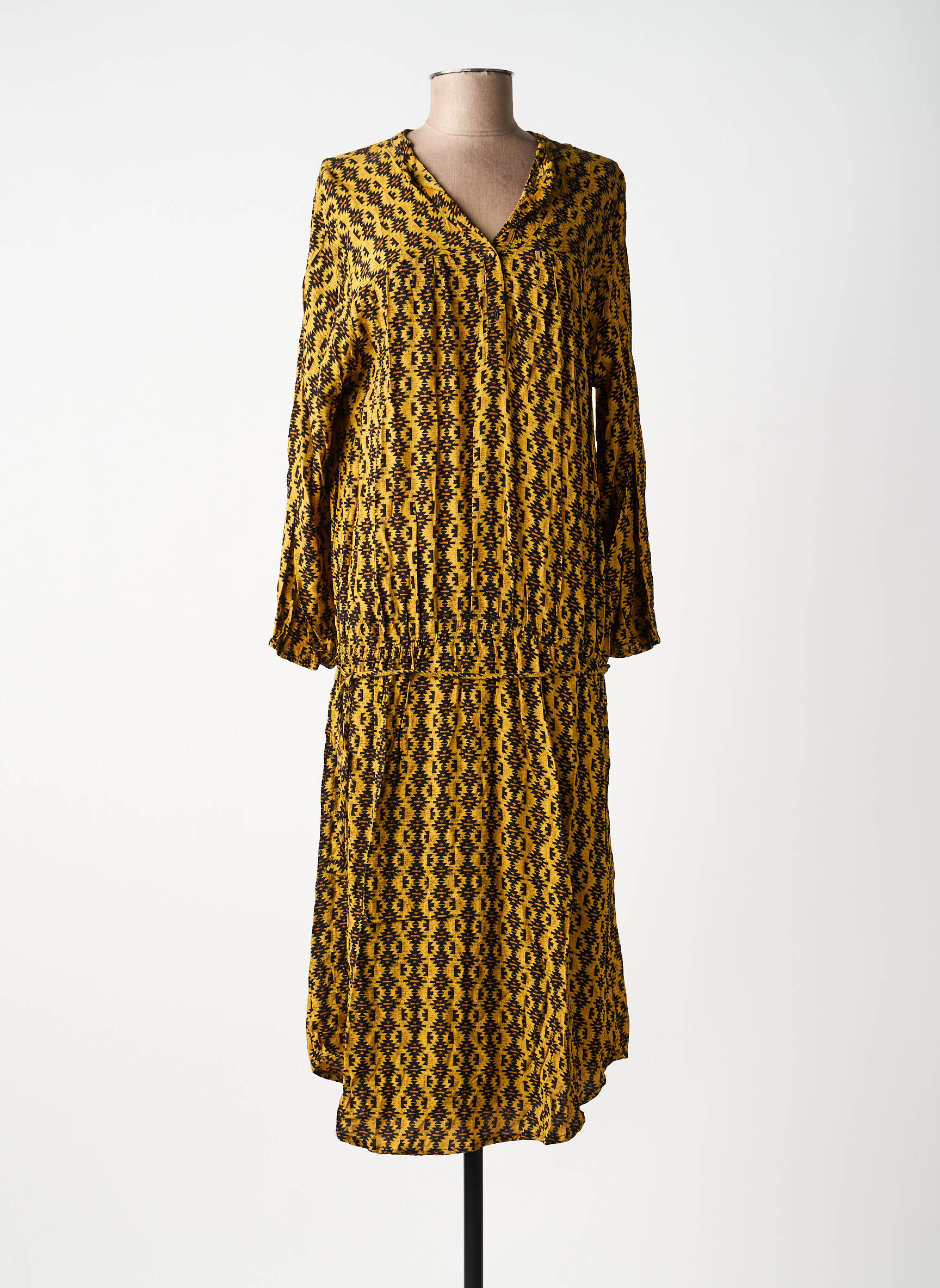 Robe longue manches longues manches longues jaune CHARLIE JOE femme