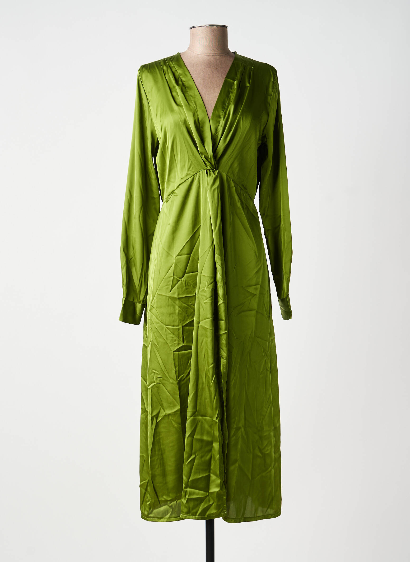 Robe mi-longue manches longues manches longues vert KING KONG femme