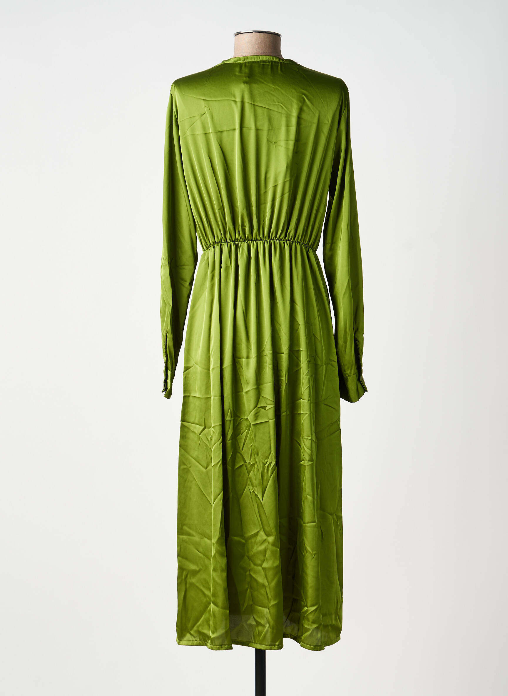Robe mi-longue manches longues manches longues vert KING KONG femme