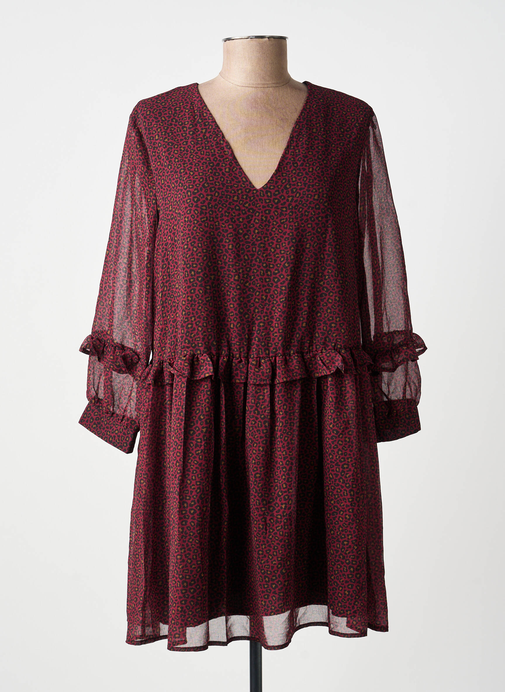 Robe courte manches 3/4 manches 3/4 violet ANGELA DAVIS femme