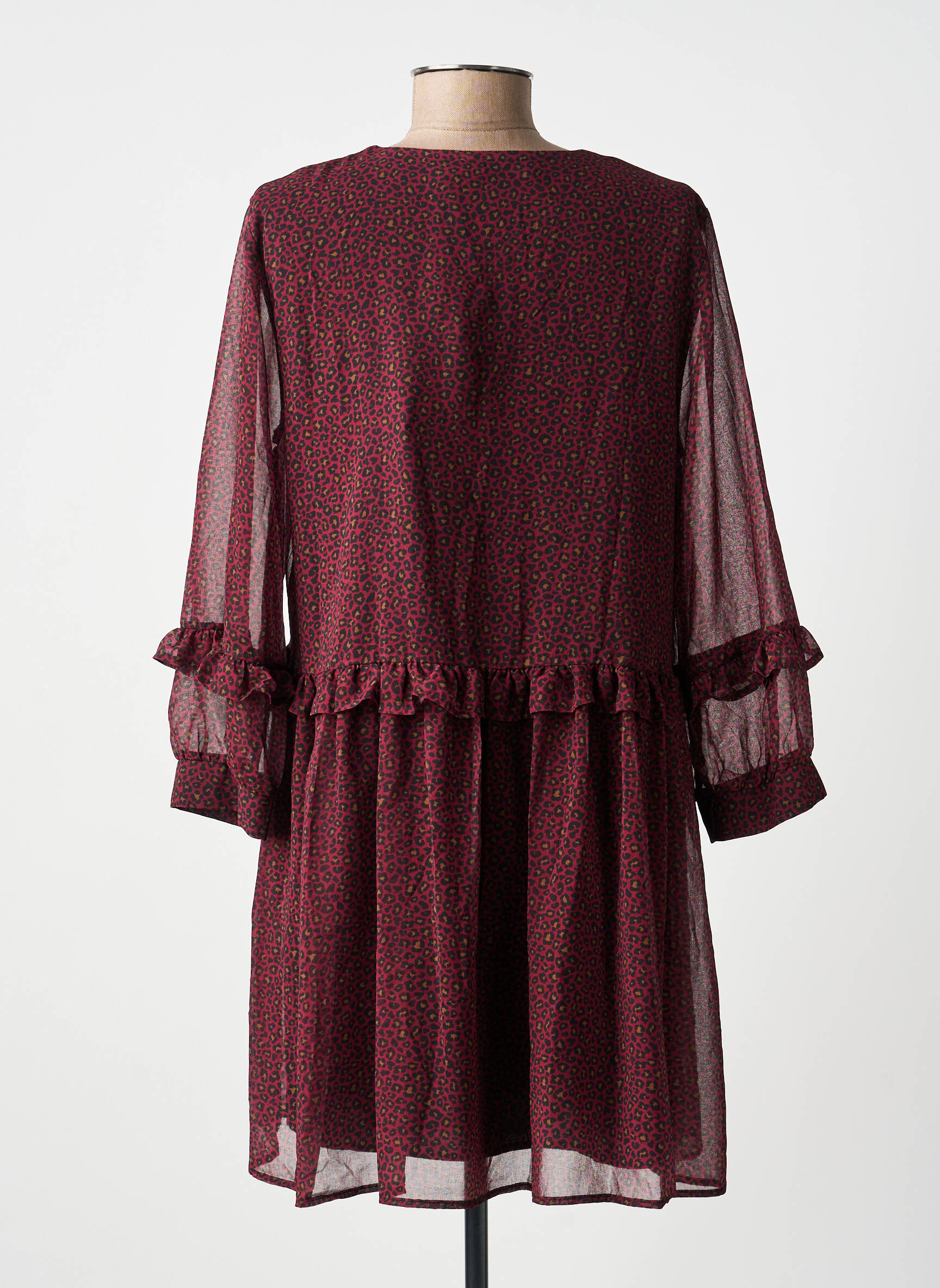 Robe courte manches 3/4 manches 3/4 violet ANGELA DAVIS femme