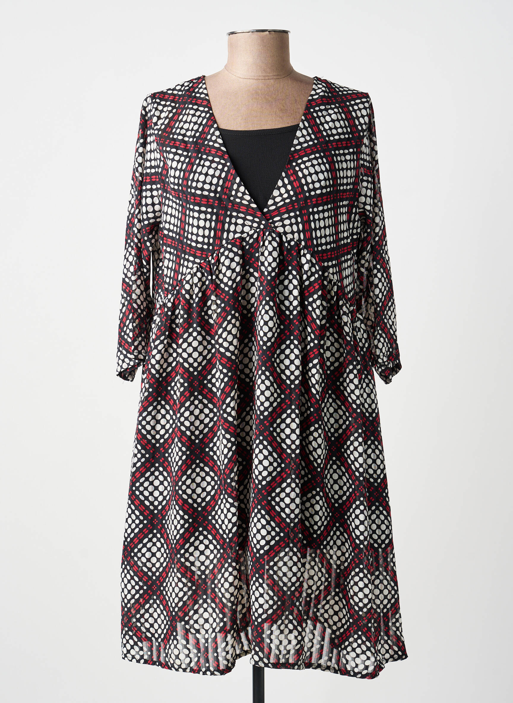Robe mi-longue manches 3/4 manches 3/4 noir ANTONELLO SERIO femme