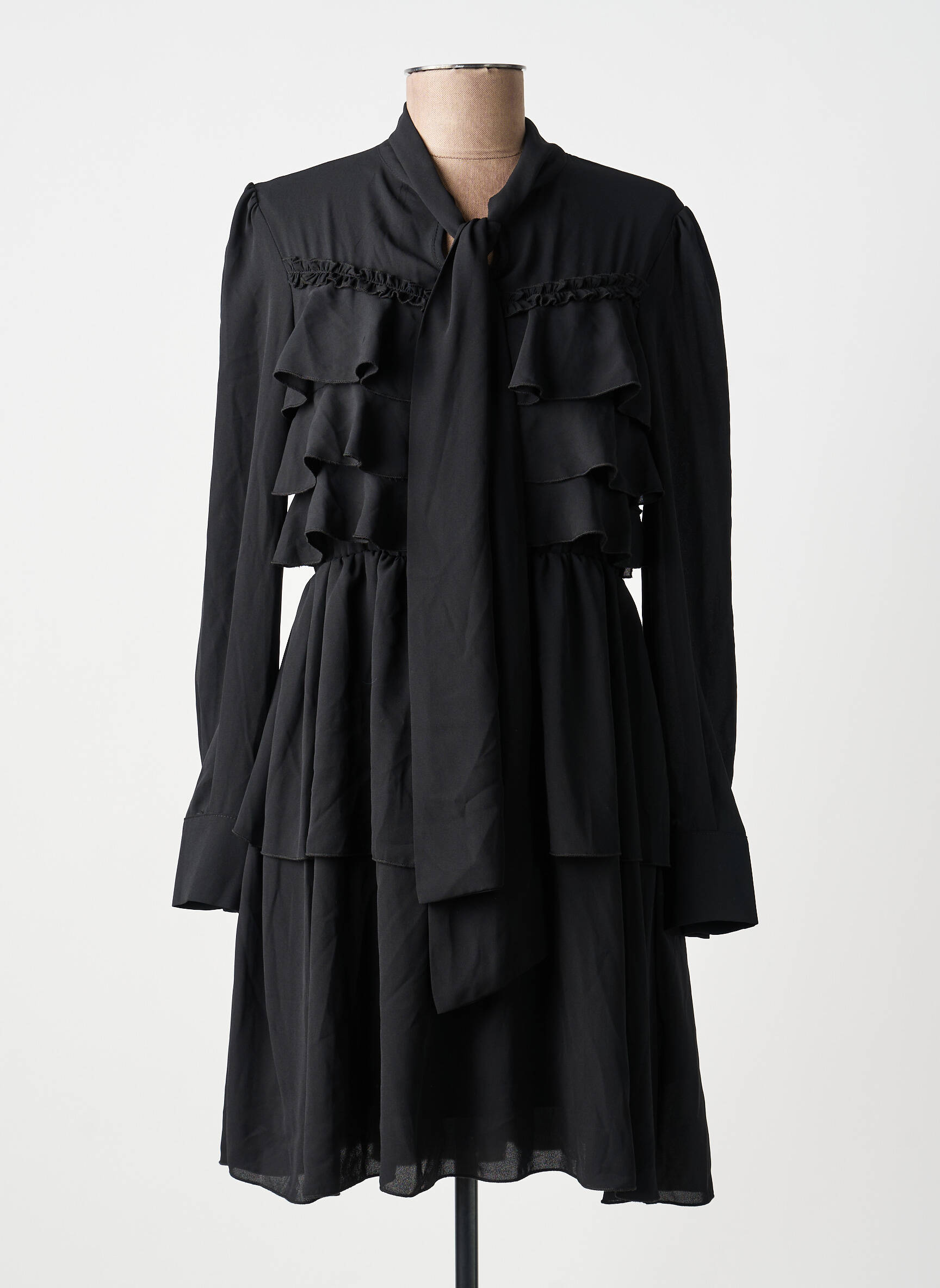 Robe courte manches longues manches longues noir MARYLEY femme