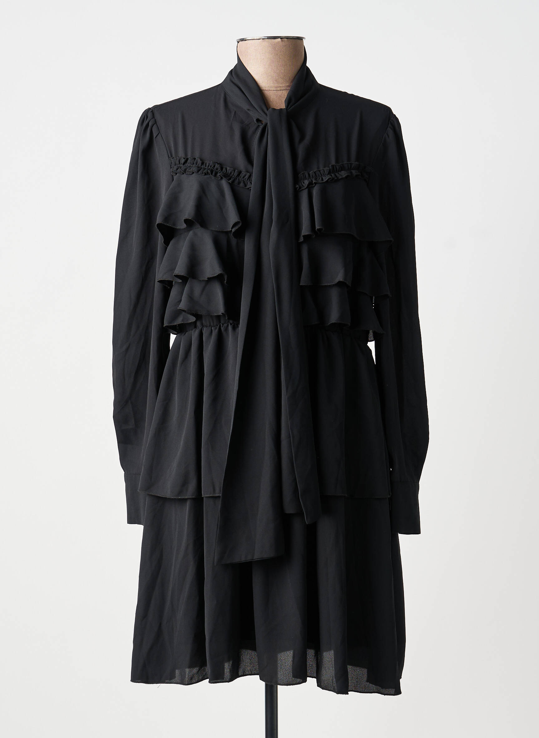 Robe courte manches longues manches longues noir MARYLEY femme