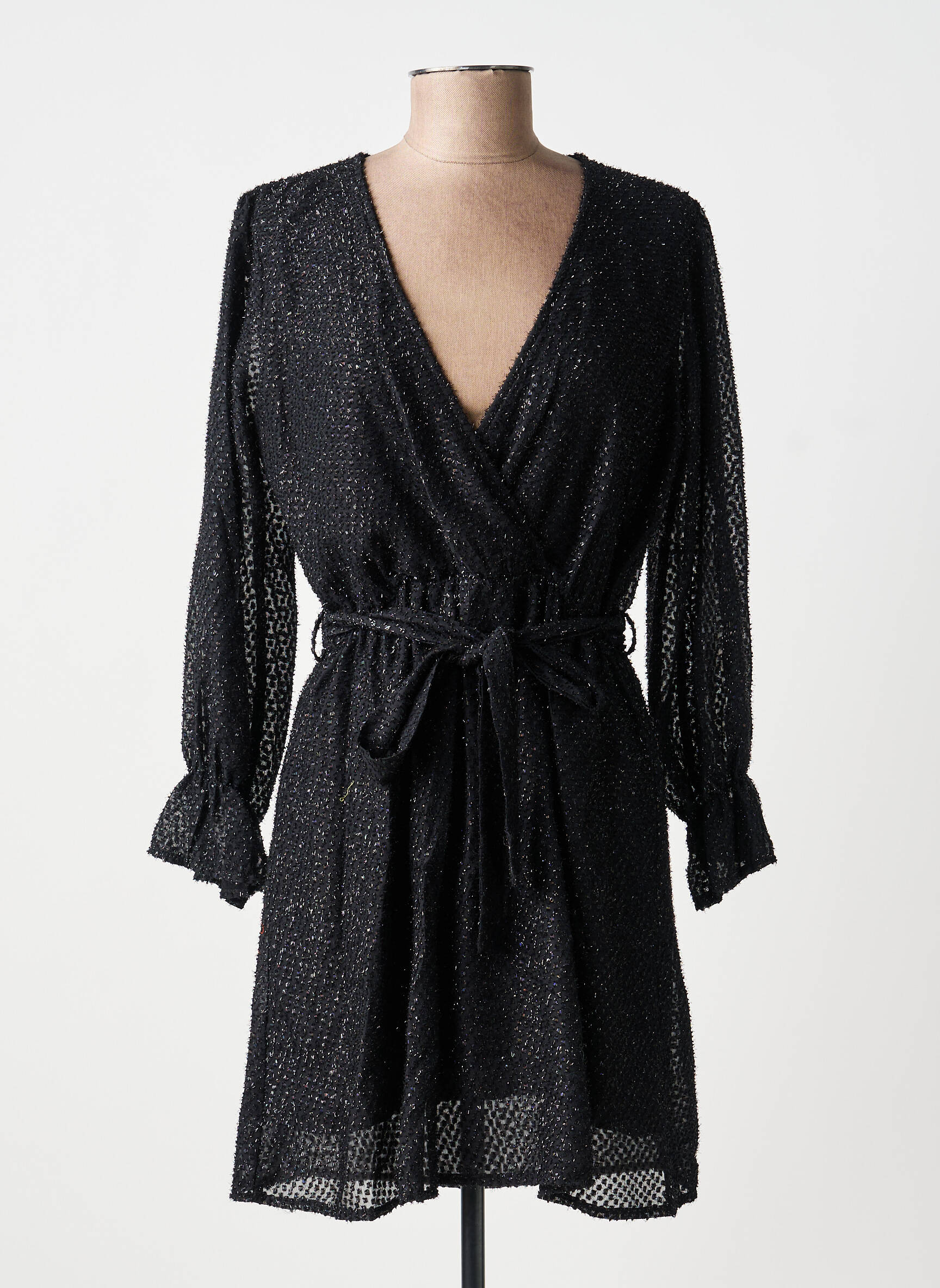 Robe courte manches longues manches longues noir RUE DES ABBESSES femme