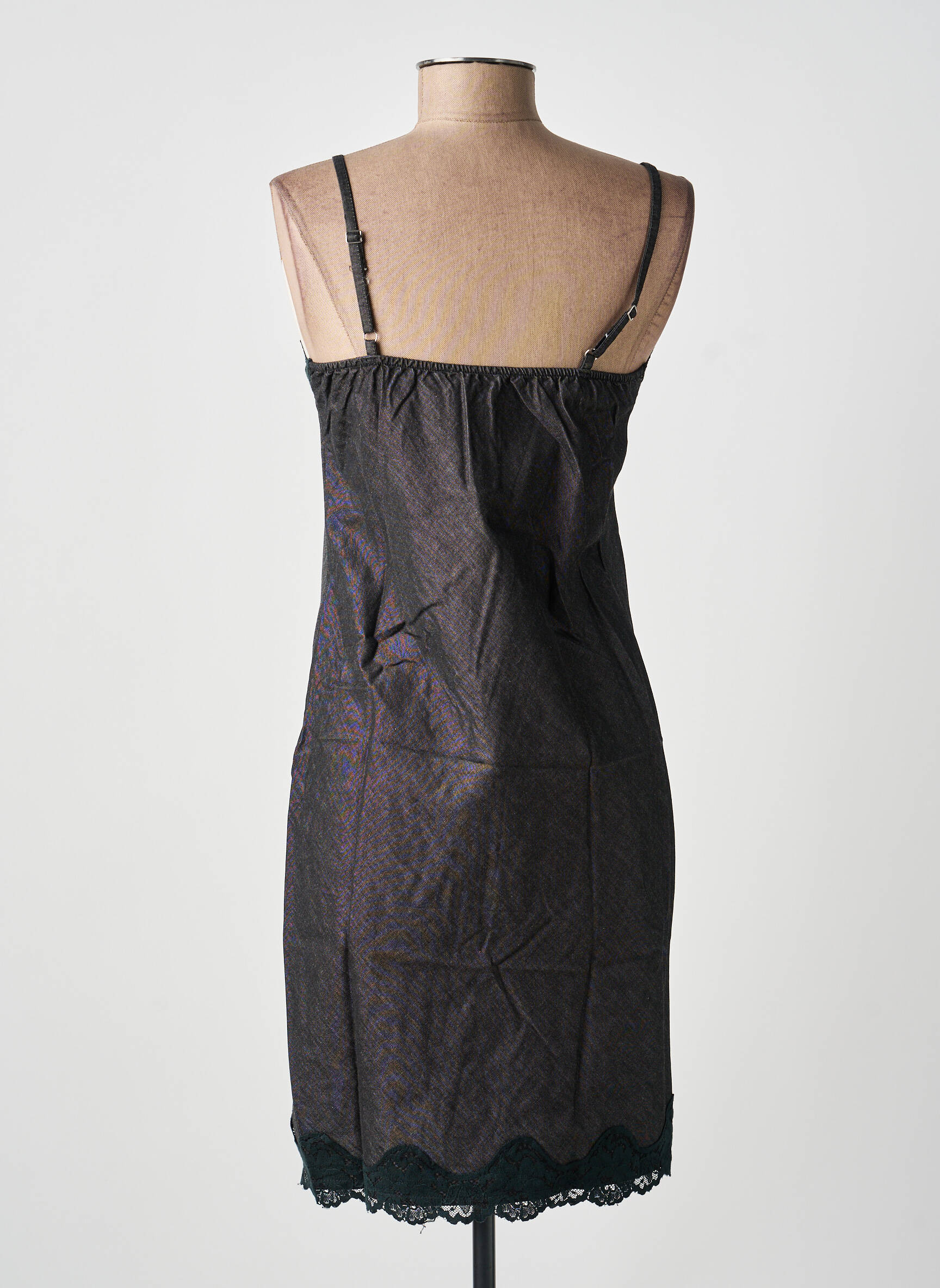 Robe mi-longue col v fines bretelles noir ANGELA DAVIS femme