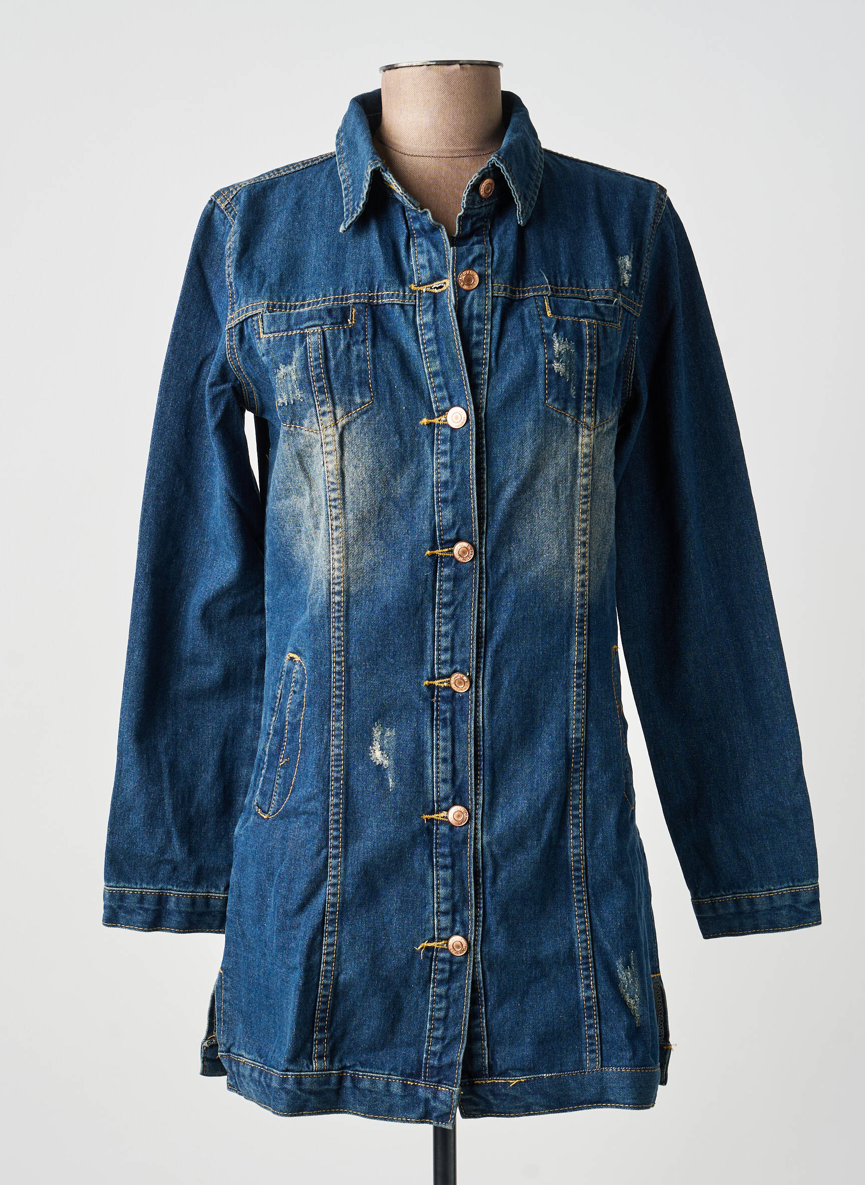 Veste casual poignets boutonnés avec fente bleu VENTI6 femme