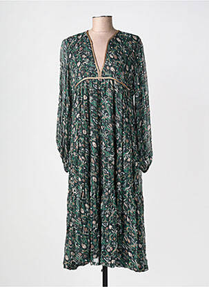 Robe mi-longue coupe fluide manches longues vert CHARLIE JOE femme