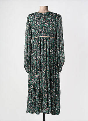 Robe mi-longue coupe fluide manches longues vert CHARLIE JOE femme
