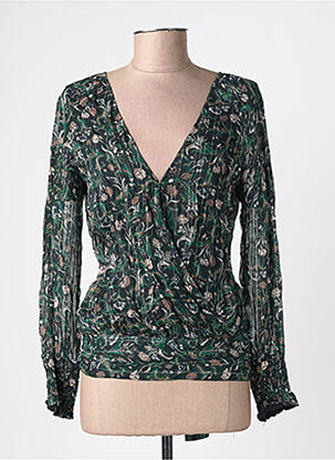 Chemisier imprimé fleurs manches longues vert CHARLIE JOE femme