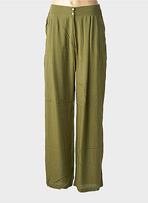 Pantalon droit tissage popeline taille normale vert CHARLIE JOE femme