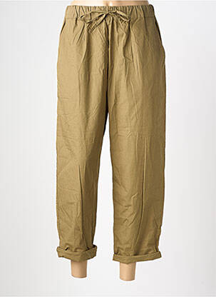 Pantalon droit tissage popeline taille normale vert CHARLIE JOE femme