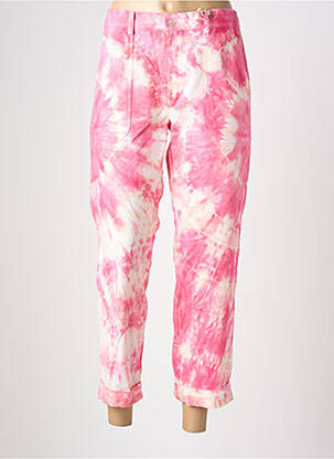 Pantalon droit tissage popeline taille haute rose CHARLIE JOE femme