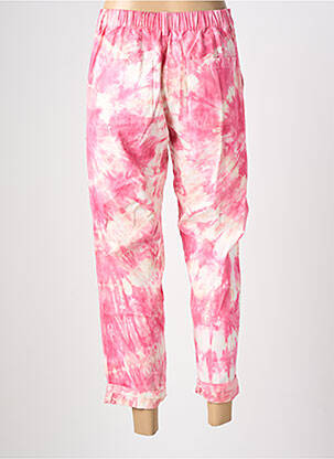 Pantalon droit tissage popeline taille haute rose CHARLIE JOE femme