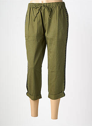 Pantalon 7/8 taille élastique taille normale vert CHARLIE JOE femme