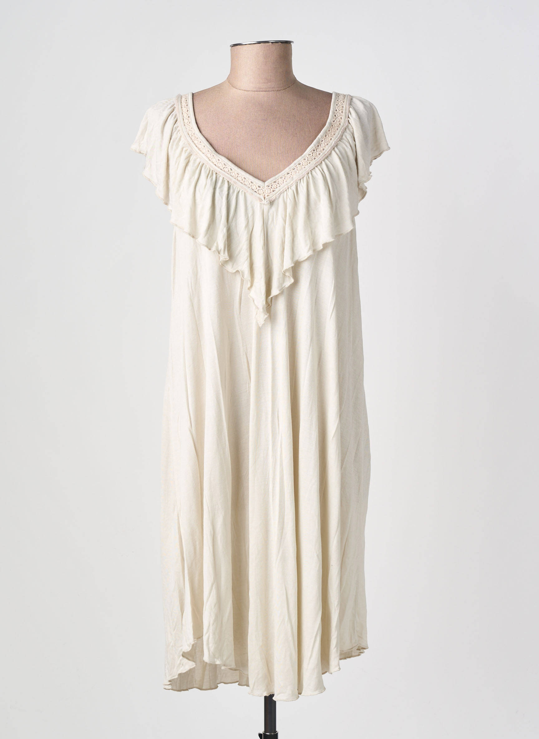 Robe mi-longue sans manche sans manche beige BELLAWAY femme