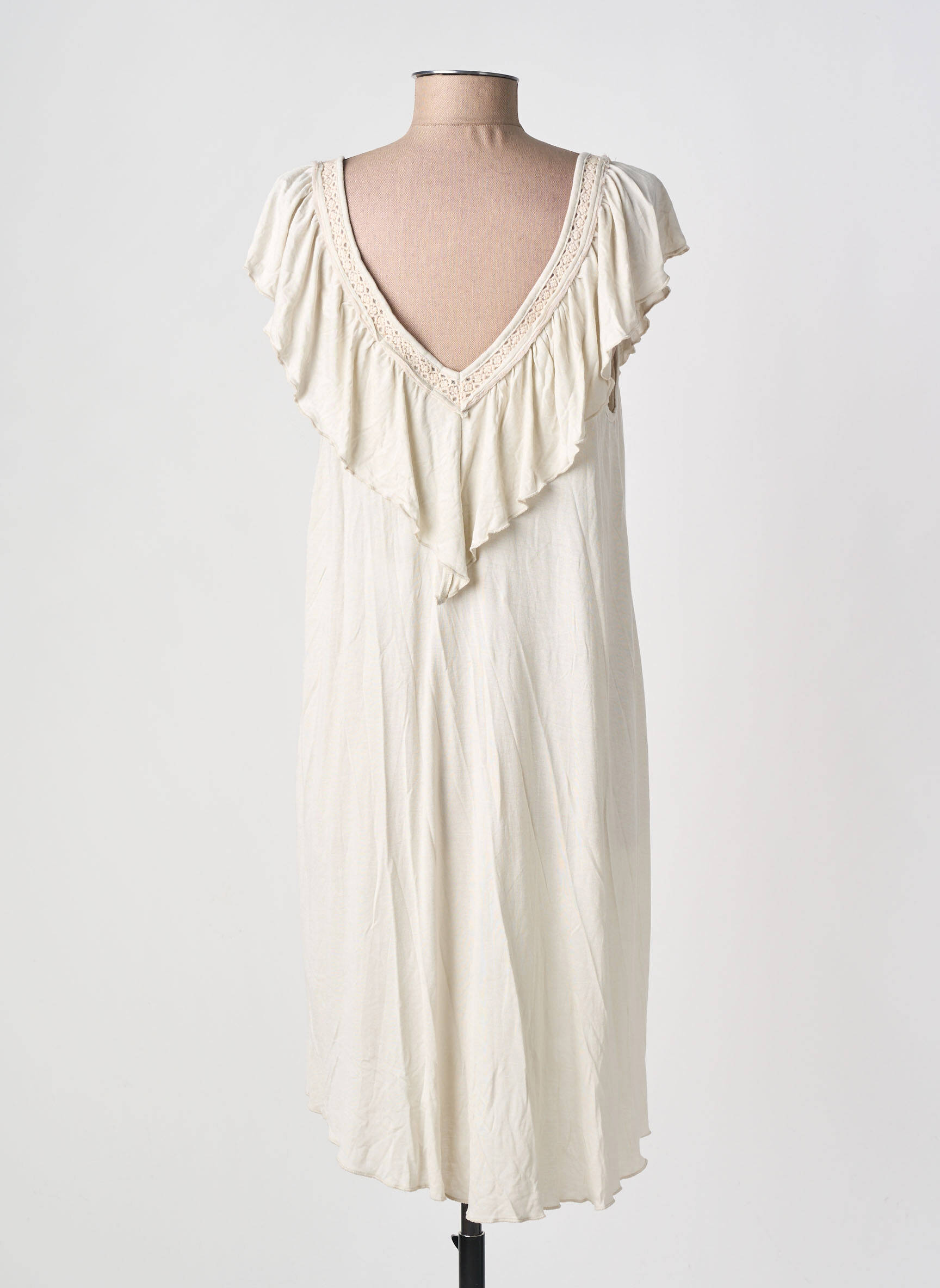 Robe mi-longue sans manche sans manche beige BELLAWAY femme