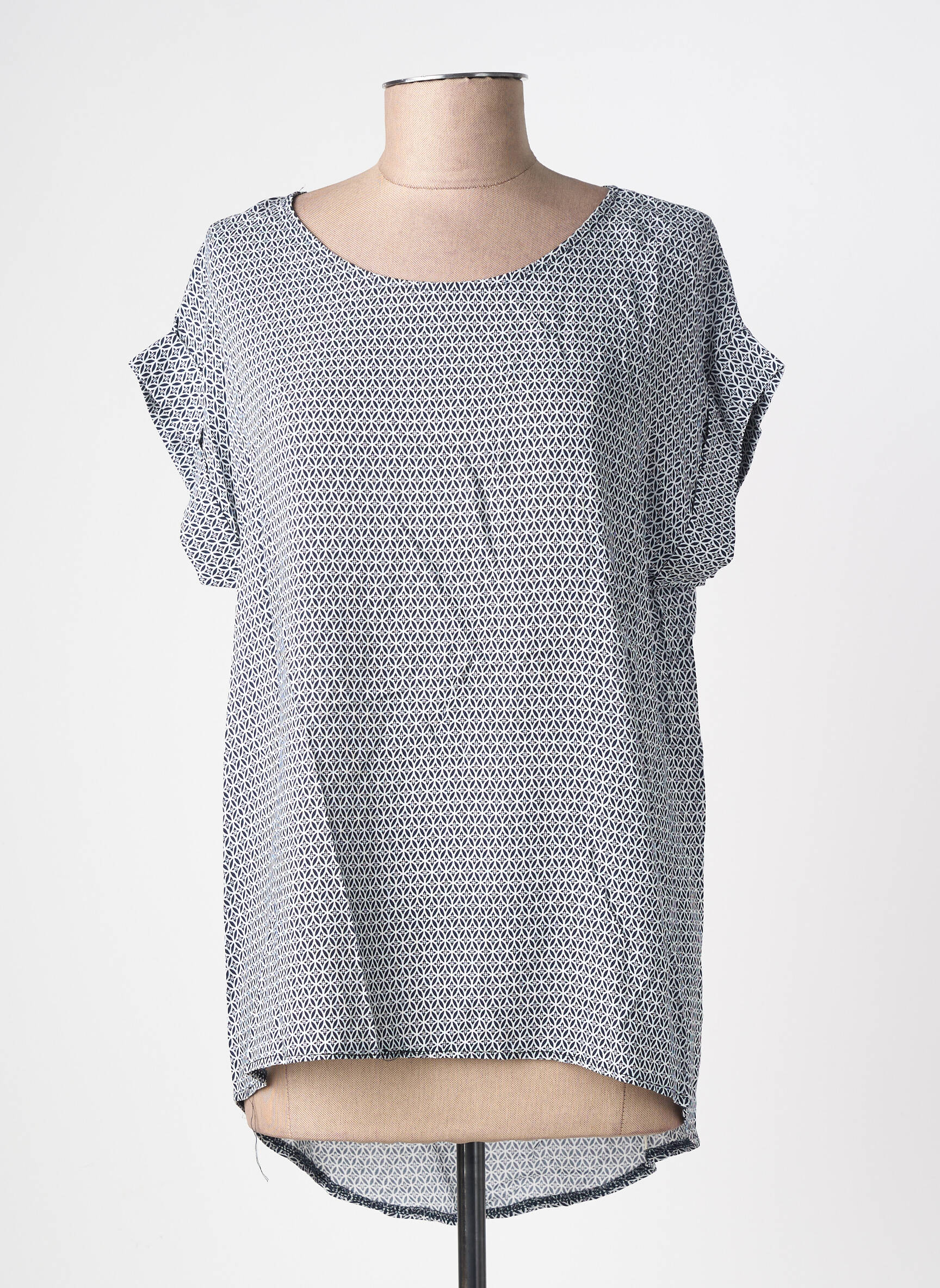Tunique manches courtes col rond bleu ME femme