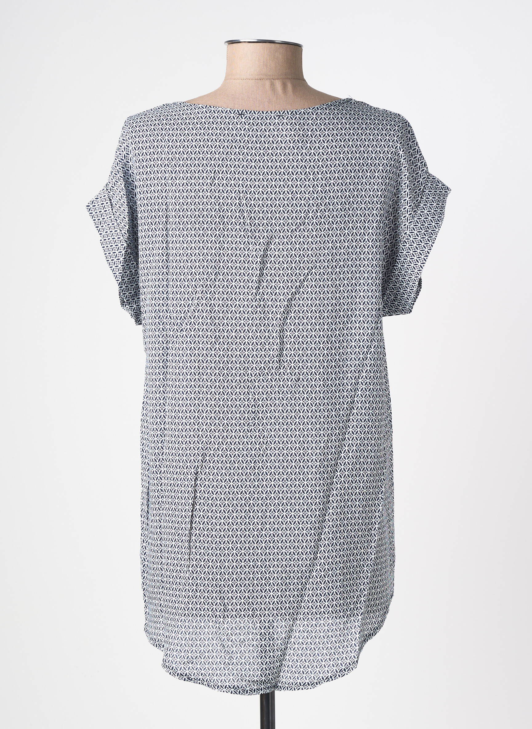 Tunique manches courtes col rond bleu ME femme