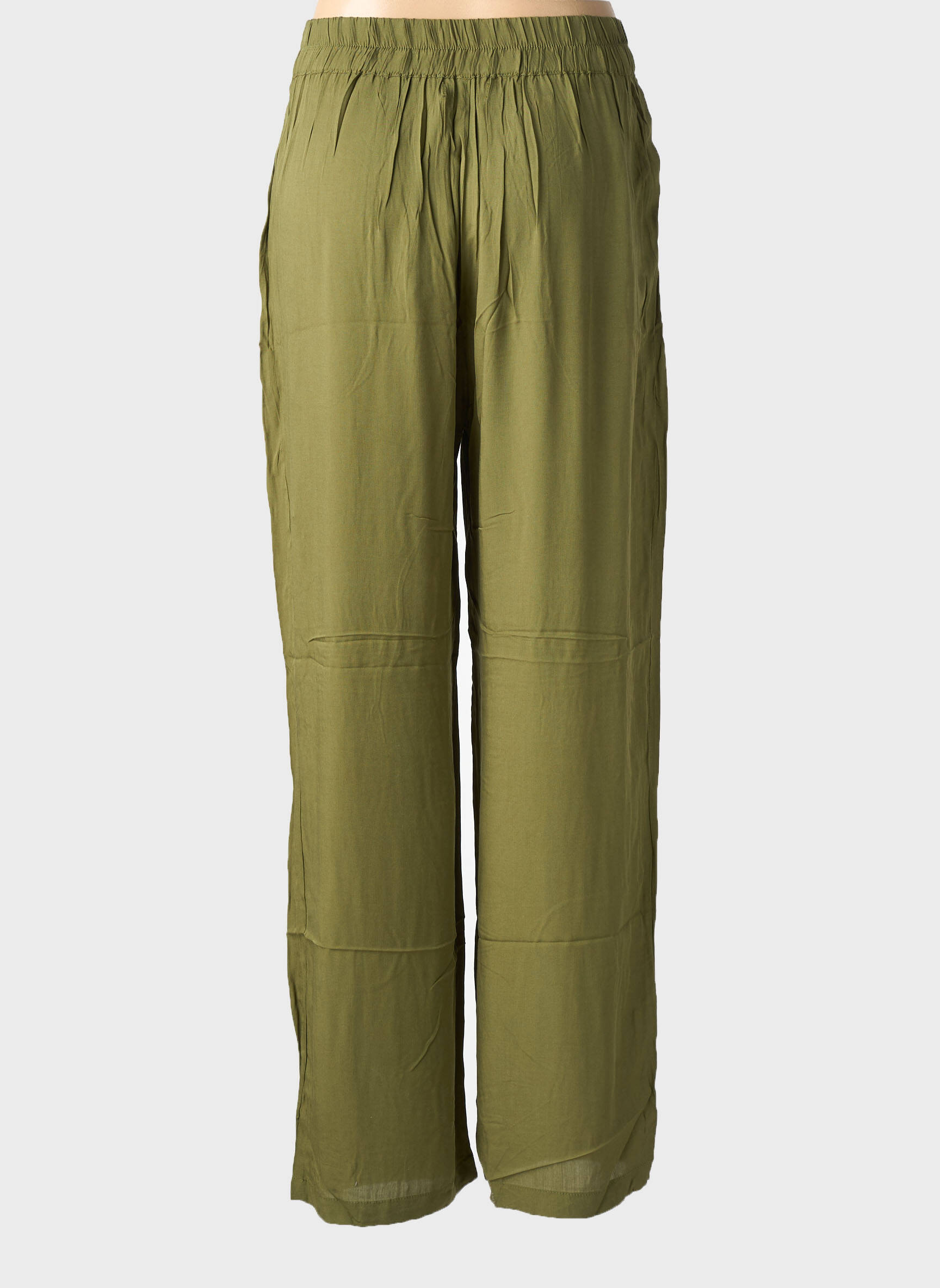 Pantalon droit tissage popeline taille normale vert CHARLIE JOE femme