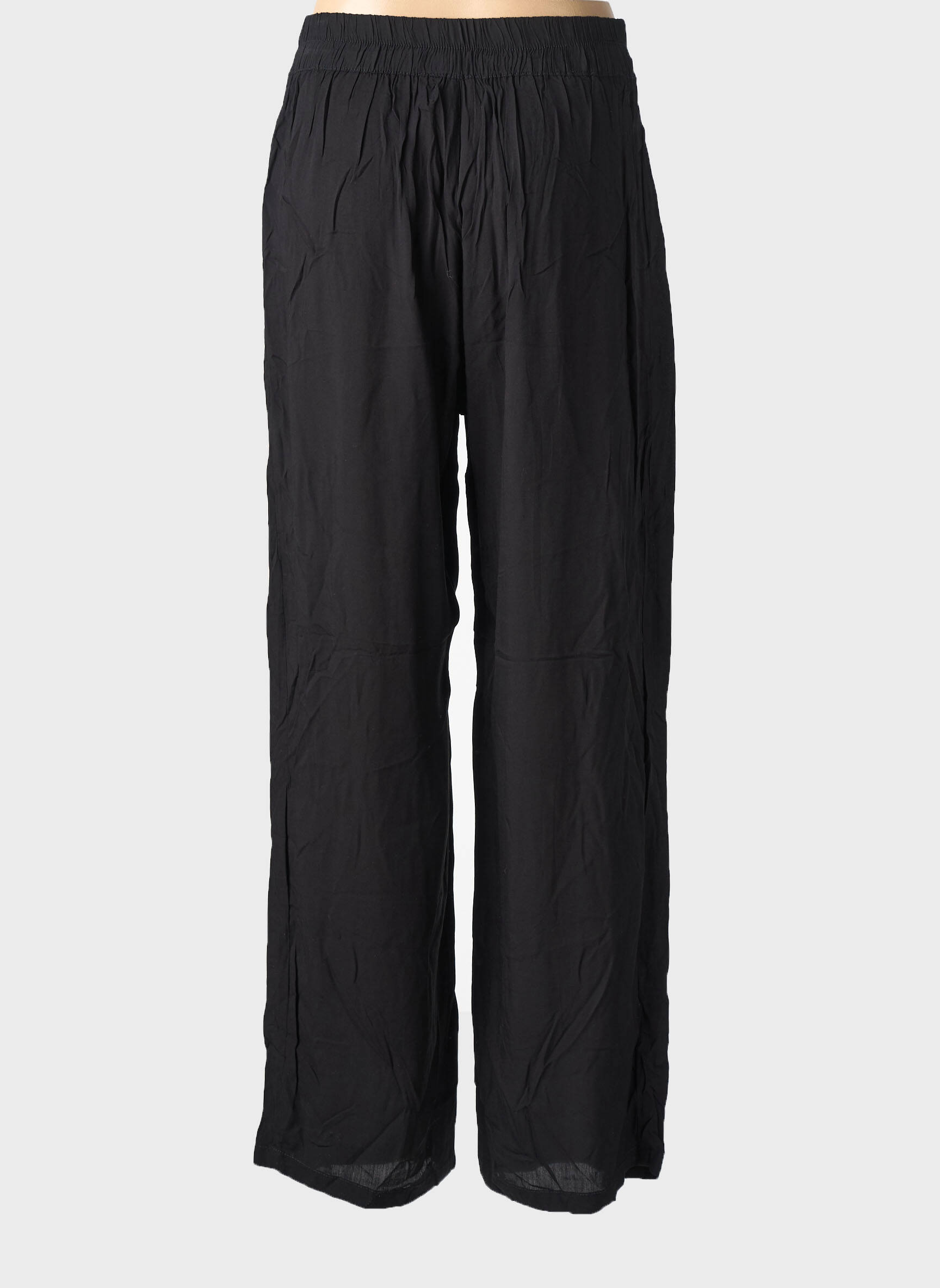 Pantalon droit tissage popeline taille normale noir CHARLIE JOE femme