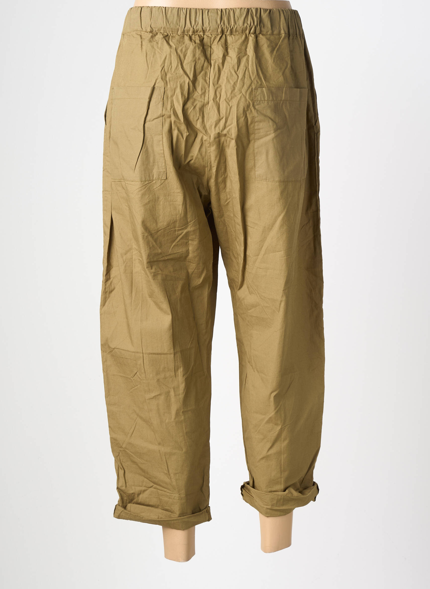 Pantalon droit tissage popeline taille normale vert CHARLIE JOE femme