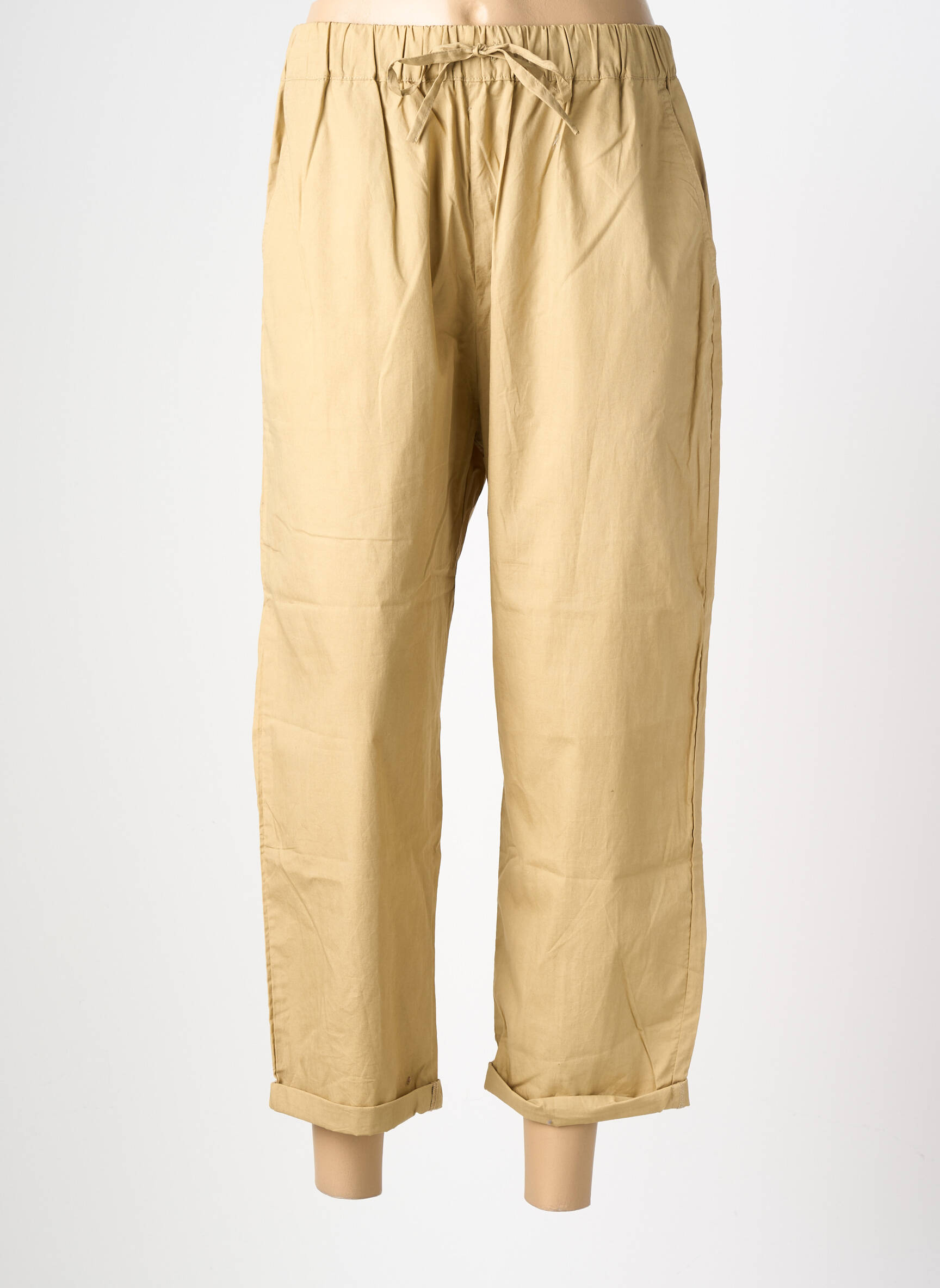 Pantalon droit tissage popeline taille normale beige CHARLIE JOE femme