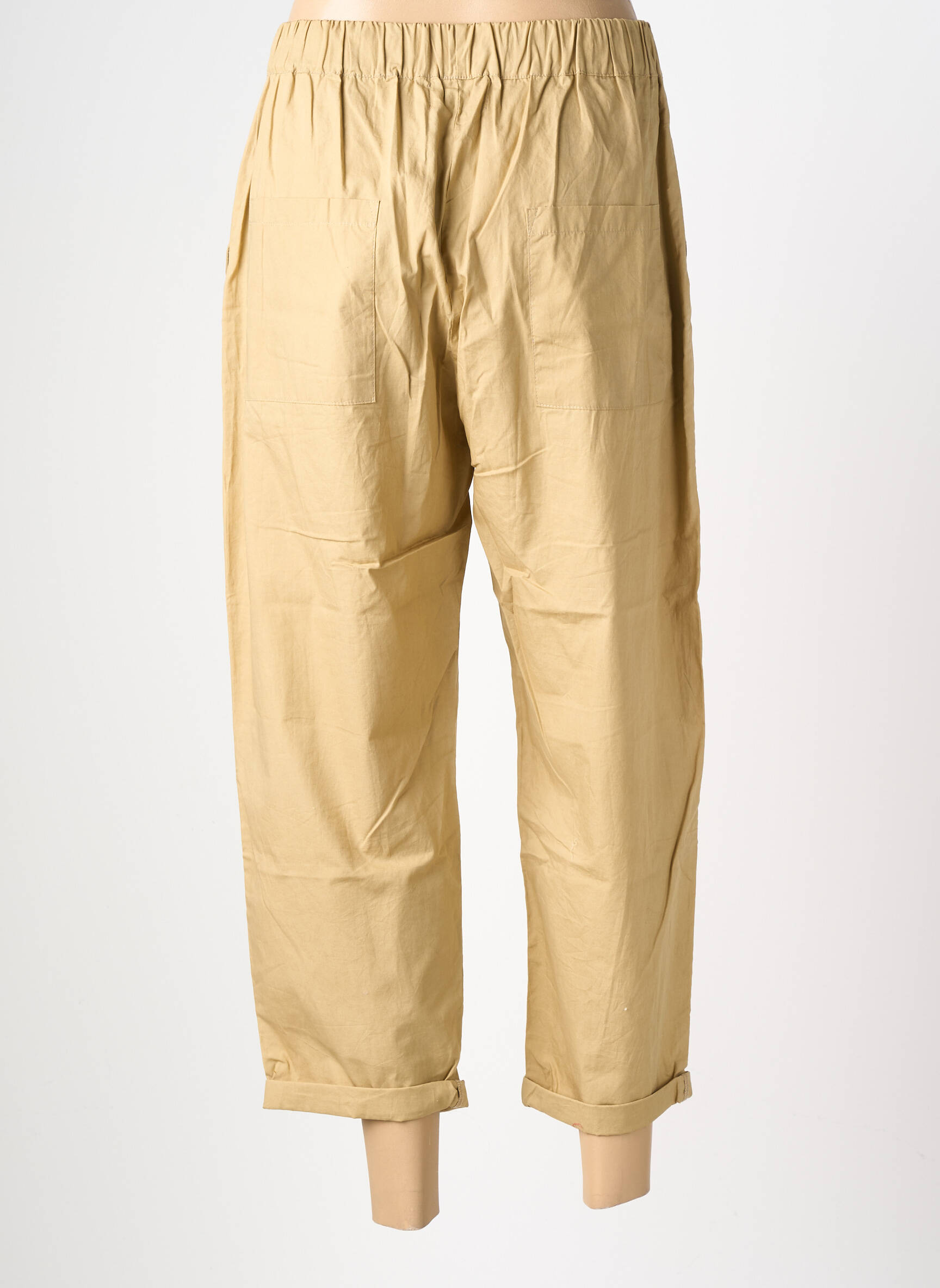 Pantalon droit tissage popeline taille normale beige CHARLIE JOE femme